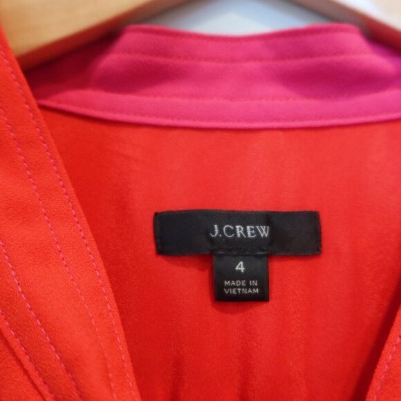 J.Crew Red Bow Neck Dress 4 holiday formal event party chic classic aline knee - Picture 6 of 12